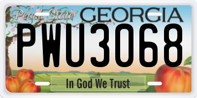 GA license plate PWU3068
