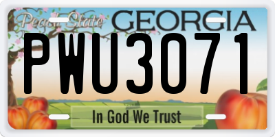 GA license plate PWU3071