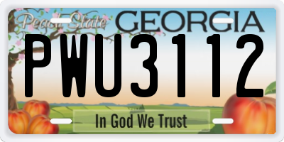 GA license plate PWU3112