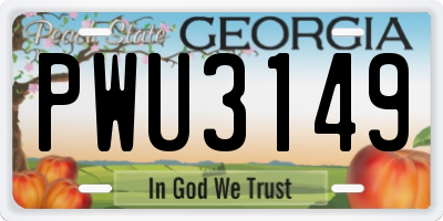 GA license plate PWU3149