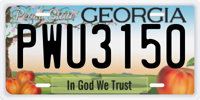 GA license plate PWU3150