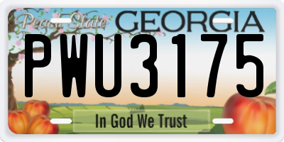 GA license plate PWU3175