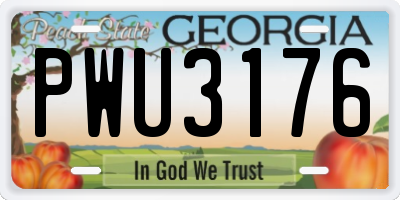 GA license plate PWU3176
