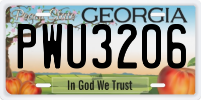 GA license plate PWU3206