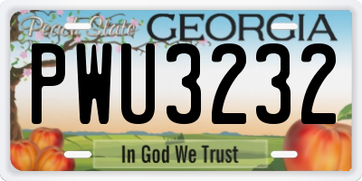 GA license plate PWU3232