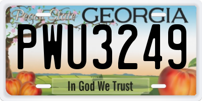 GA license plate PWU3249
