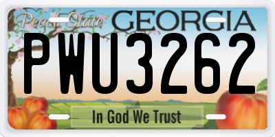 GA license plate PWU3262