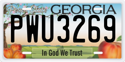 GA license plate PWU3269