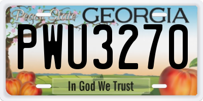 GA license plate PWU3270