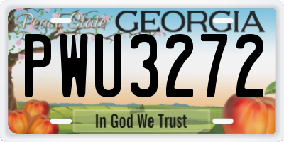 GA license plate PWU3272