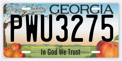 GA license plate PWU3275