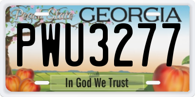 GA license plate PWU3277