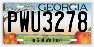 GA license plate PWU3278