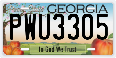 GA license plate PWU3305