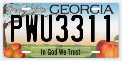 GA license plate PWU3311