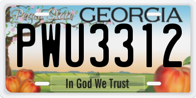 GA license plate PWU3312