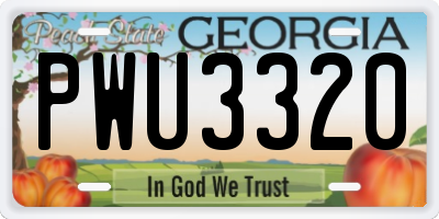 GA license plate PWU3320
