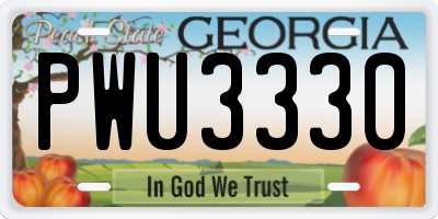 GA license plate PWU3330