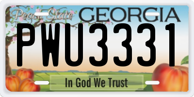 GA license plate PWU3331