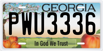 GA license plate PWU3336