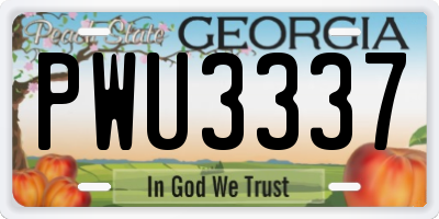 GA license plate PWU3337