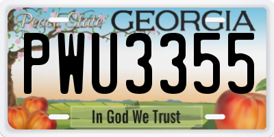 GA license plate PWU3355