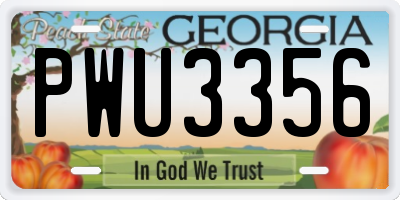 GA license plate PWU3356