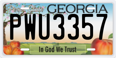 GA license plate PWU3357