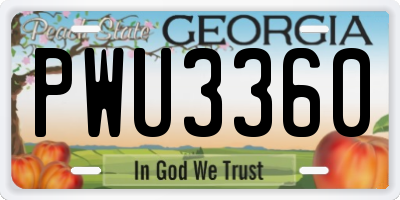 GA license plate PWU3360