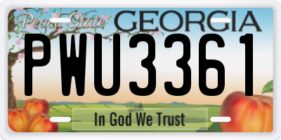 GA license plate PWU3361