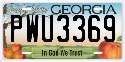 GA license plate PWU3369
