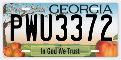 GA license plate PWU3372