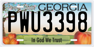 GA license plate PWU3398