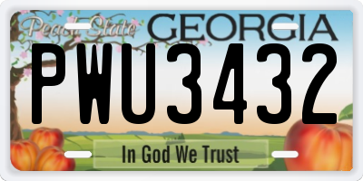 GA license plate PWU3432