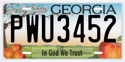 GA license plate PWU3452