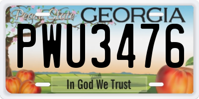 GA license plate PWU3476