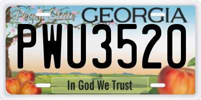 GA license plate PWU3520