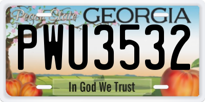 GA license plate PWU3532