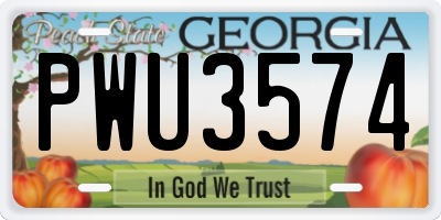 GA license plate PWU3574