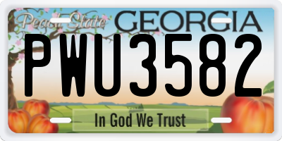GA license plate PWU3582