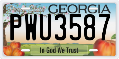 GA license plate PWU3587