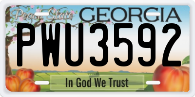 GA license plate PWU3592