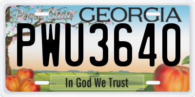 GA license plate PWU3640