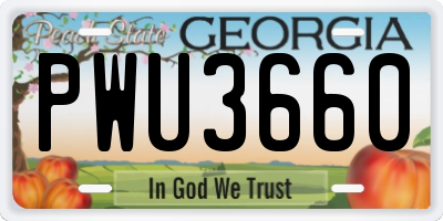 GA license plate PWU3660