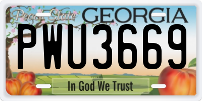 GA license plate PWU3669