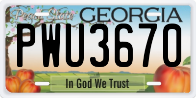 GA license plate PWU3670
