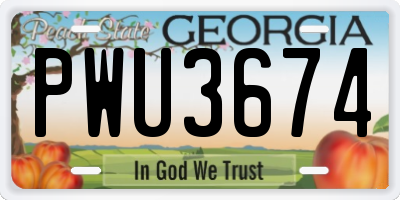 GA license plate PWU3674