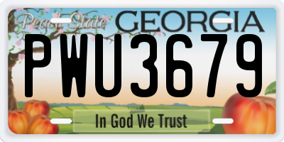 GA license plate PWU3679