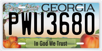 GA license plate PWU3680