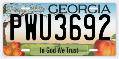 GA license plate PWU3692
